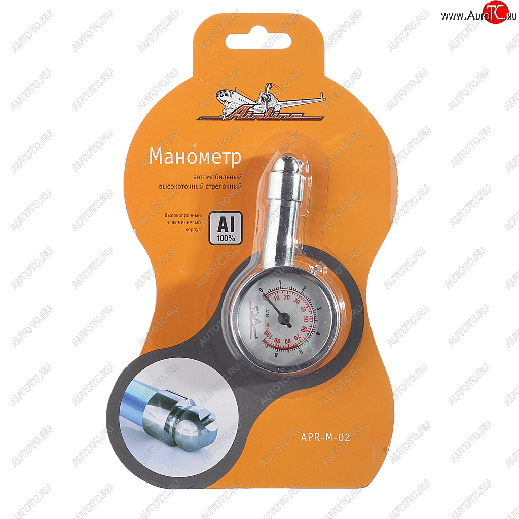 399 р. Манометр шинный механический 7.5атм. металл AIRLINE AIRLINE apr-m-02  с доставкой в г. Керчь