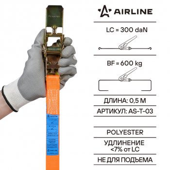 469 р. Стяжка крепления груза 0.6т 6м-25мм (полиэстер) с храповиком AIRLINE AIRLINE as-t-03  с доставкой в г. Керчь. Увеличить фотографию 9