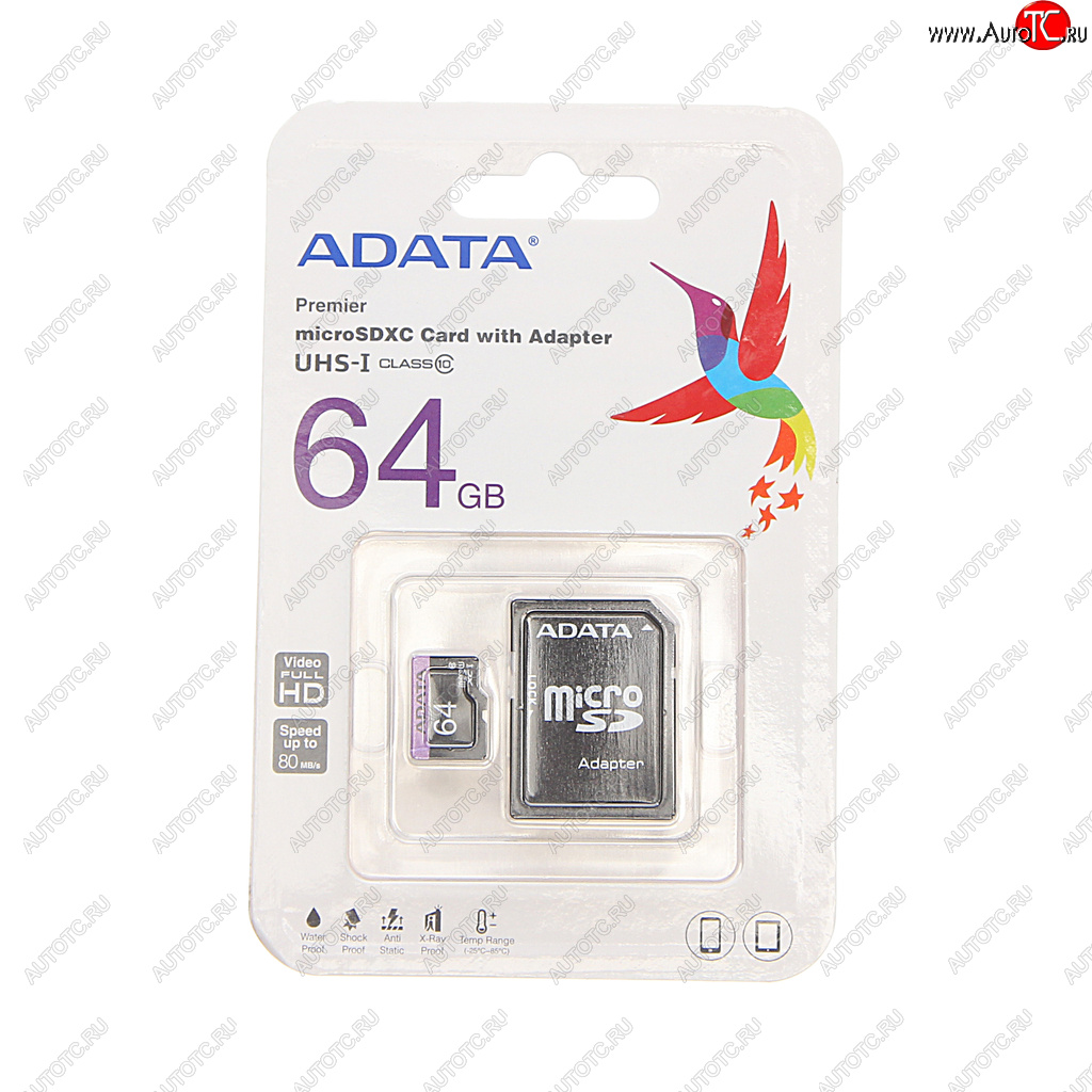 429 р. Карта памяти 64GB MicroSD class 10 + SD адаптер ADATA ADATA ausdx64guicl10-ra1 ADATA ausdx64guicl10-ra1  с доставкой в г. Керчь