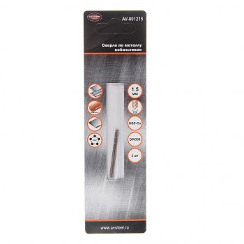 Сверло по металлу 1.5х40мм HSS Cobalt (2шт.) AV STEEL AV STEEL av-801215