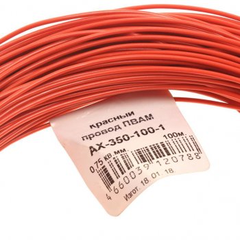 2 199 р. Провод монтажный ПВАМ 100м (сечение 0.75 кв.мм) красный CARGEN CARGEN ax3501001  с доставкой в г. Керчь. Увеличить фотографию 2