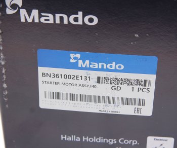 13 999 р. Стартер HYUNDAI i40 (14-) (6MT),Elantra (14-) MANDO MANDO bn361002e131 MANDO bn361002e131  с доставкой в г. Керчь. Увеличить фотографию 5