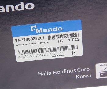 20 849 р. Генератор HYUNDAI ix35 (10-),Sonata (04-) KIA Sportage (10-) (2.02.4) (110A,13.5V) MANDO MANDO bn3730025201  с доставкой в г. Керчь. Увеличить фотографию 6