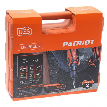 7 999 р. Дрель-шуруповерт с АКБ 18.0В 2.0Ач (2АКБ Li-Ion,кейс) PATRIOT PATRIOT br 181ues   с доставкой в г. Керчь. Увеличить фотографию 5