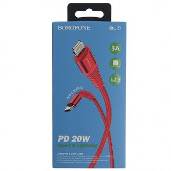 349 р. Кабель iPhone (5-)-USB Type C 1м красный BOROFONE BOROFONE bu27 red BOROFONE bu27 red  с доставкой в г. Керчь. Увеличить фотографию 2