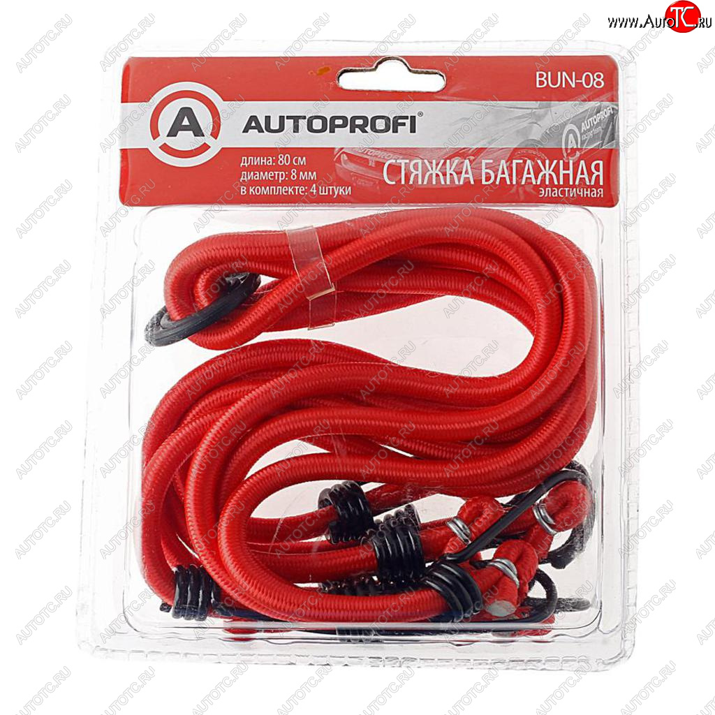 499 р. Жгут крепления груза эластичный 0.8м (4шт.) AUTOPROFI AUTOPROFI bun-08  с доставкой в г. Керчь