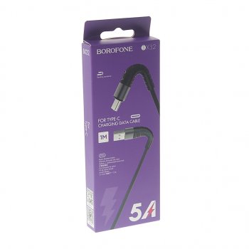 202 р. Кабель USB Type C 1м черный BOROFONE BOROFONE bx32 black  с доставкой в г. Керчь. Увеличить фотографию 2