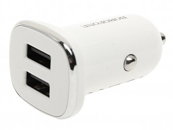 200 р. Устройство зарядное в прикуриватель 2USB 12V белое BOROFONE BOROFONE bz12  с доставкой в г. Керчь. Увеличить фотографию 1