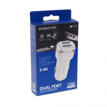329 р. Устройство зарядное в прикуриватель 2USB 12V белое BOROFONE BOROFONE bz13 white  с доставкой в г. Керчь. Увеличить фотографию 2
