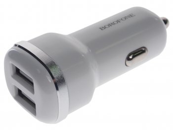 329 р. Устройство зарядное в прикуриватель 2USB 12V белое BOROFONE BOROFONE bz13 white  с доставкой в г. Керчь. Увеличить фотографию 1