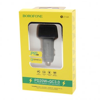479 р. Устройство зарядное в прикуриватель 1USB + 1 Type C 12V черное BOROFONE BOROFONE bz14a black  с доставкой в г. Керчь. Увеличить фотографию 1