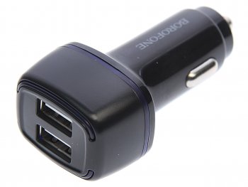 253 р. Устройство зарядное в прикуриватель 2USB 12V черное BOROFONE BOROFONE bz14 black  с доставкой в г. Керчь. Увеличить фотографию 1