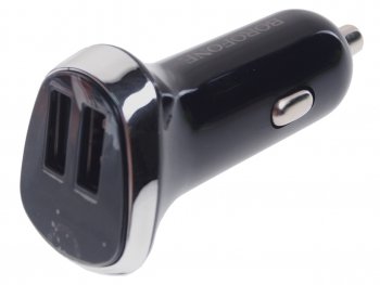 399 р. Устройство зарядное в прикуриватель 2USB 12V черное BOROFONE BOROFONE bz15 black  с доставкой в г. Керчь. Увеличить фотографию 1
