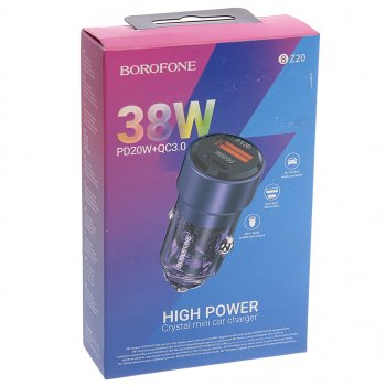 619 р. Устройство зарядное в прикуриватель 1USB + 1 Type C 12V BOROFONE BOROFONE bz20 transparent purple  с доставкой в г. Керчь. Увеличить фотографию 3