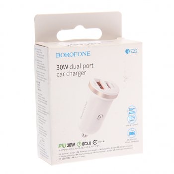 389 р. Устройство зарядное в прикуриватель 1USB + 1 Type C 12V BOROFONE BOROFONE bz22 white  с доставкой в г. Керчь. Увеличить фотографию 2