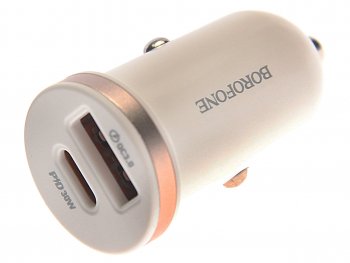 389 р. Устройство зарядное в прикуриватель 1USB + 1 Type C 12V BOROFONE BOROFONE bz22 white  с доставкой в г. Керчь. Увеличить фотографию 1