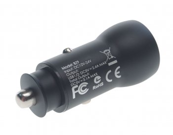 569 р. Устройство зарядное в прикуриватель 2USB 12-24V 3.1A черный BOROFONE BOROFONE bz9 black  с доставкой в г. Керчь. Увеличить фотографию 2