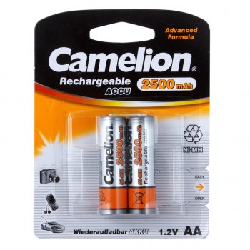 1 049 р. Батарейка AA HR6 1.2V аккумулятор Ni-MH 2500mAh блистер (2шт.) CAMELION CAMELION c-250aakcбл  с доставкой в г. Керчь. Увеличить фотографию 1