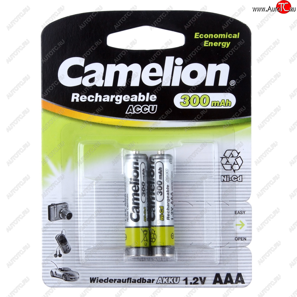 299 р. Батарейка AAA HR03 1.2V аккумулятор Ni-MH 300mAh блистер (2шт.) CAMELION CAMELION c-30aaakcбл  с доставкой в г. Керчь