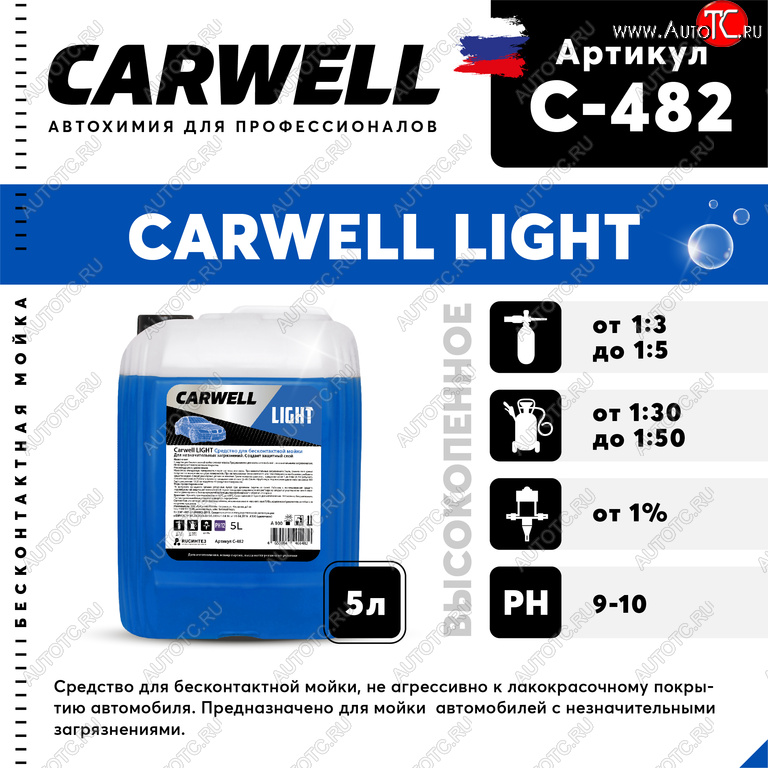 499 р. Шампунь для бесконтактной мойки 5л Light CARWELL CARWELL c-482  с доставкой в г. Керчь