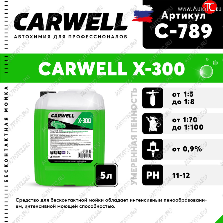 999 р. Шампунь для грузового авто 5л X 300 CARWELL CARWELL c-789  с доставкой в г. Керчь