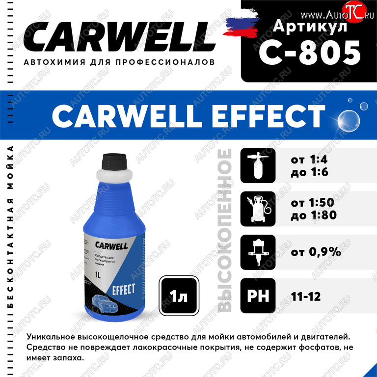252 р. Шампунь для бесконтактной мойки 1л Effect CARWELL CARWELL c-805  с доставкой в г. Керчь