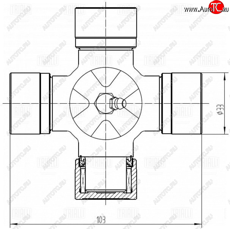 1 299 р. Крестовина ISUZU NQR71,NPR/NMR85 (103.00х33.00) TRIALLI TRIALLI cc774 TRIALLI cc774  с доставкой в г. Керчь