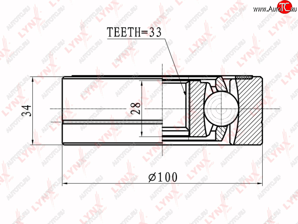 5 549 р. ШРУС внутренний VW Golf (87-) AUDI A3 (97-) SEAT Leon (00-) SKODA Octavia (97-) комплект LYNX LYNX ci8008  с доставкой в г. Керчь