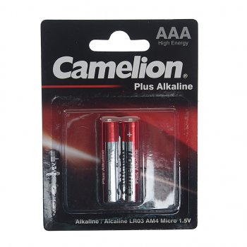 Батарейка AAA LR03 1.5V блистер (2шт.) Alkaline Plus CAMELION CAMELION c-lr03p(2)бл