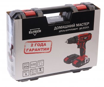 5 899 р. Дрель-шуруповерт аккумуляторный 20.0В 1.7Ач (2 АКБ Li-Ion, кейс) ELITECH ELITECH да 202сл  с доставкой в г. Керчь. Увеличить фотографию 3
