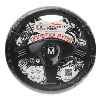 699 р. Оплетка руля (M) 37-39см чернаячерная нить экокожа Стандарт DREAMCAR DREAMCAR dc-000-0880475  с доставкой в г. Керчь. Увеличить фотографию 1