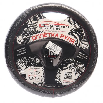 699 р. Оплетка руля (M) 37-39см чернаякрасная нить экокожа Стандарт DREAMCAR DREAMCAR dc-000-0880478  с доставкой в г. Керчь. Увеличить фотографию 1