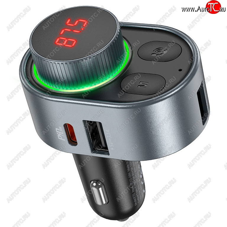 1 279 р. Устройство зарядное в прикуриватель с трансмиттером (bluetooth,hands free) HOCO HOCO e72 metal gray  с доставкой в г. Керчь