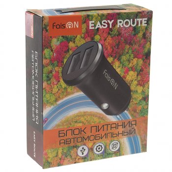 379 р. Устройство зарядное в прикуриватель 2USB 12V FAISON FAISON easy route black  с доставкой в г. Керчь. Увеличить фотографию 3