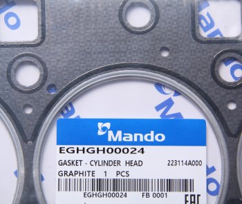 1 099 р. Прокладка головки блока HYUNDAI Porter 2 дв.D4CB t=1.00мм (G) MANDO MANDO eghgh00024  с доставкой в г. Керчь. Увеличить фотографию 2
