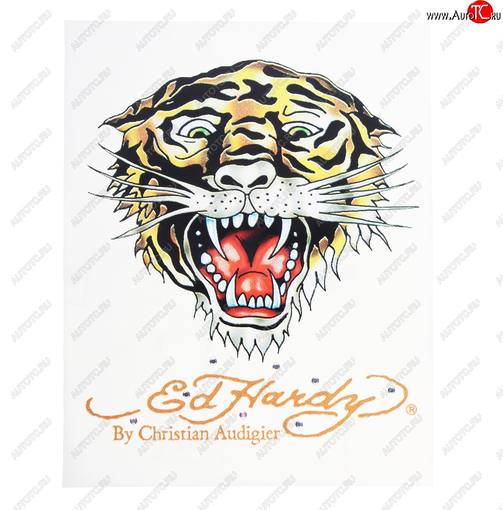 32 р. Наклейка виниловая TIGER 18х23см со стразами ED HARDY ED HARDY eh-00227  с доставкой в г. Керчь