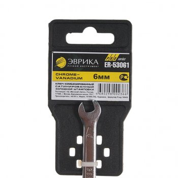 68 р. Ключ комбинированный 6х6мм CrV Pro ЭВРИКА ЭВРИКА er-53061  с доставкой в г. Керчь. Увеличить фотографию 2