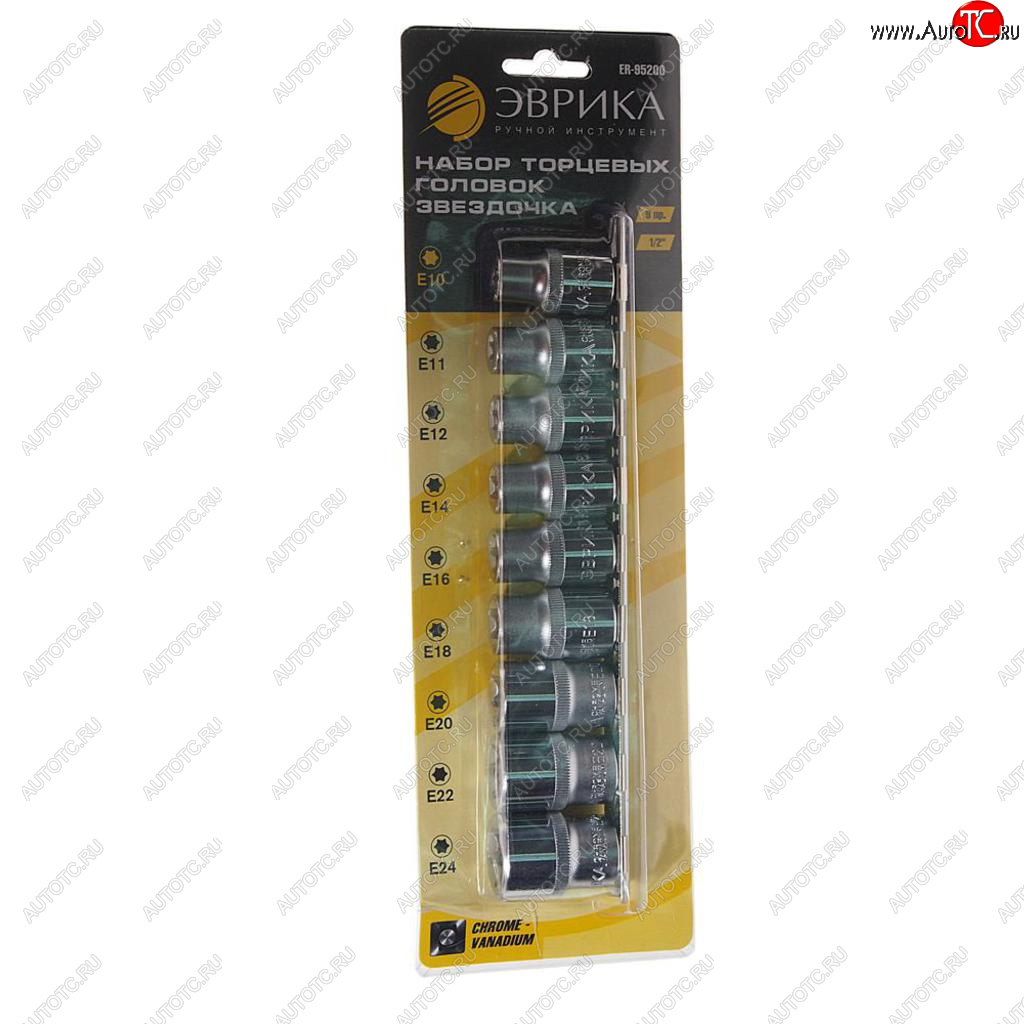 1 199 р. Набор головок торцевых 12 TORX Е10-E24 9 предметов ЭВРИКА ЭВРИКА er-95200  с доставкой в г. Керчь