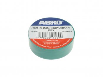 52 р. Изолента ПВХ зеленая 18ммх9.1м ABRO ABRO et-912-18-10-grn-rw  с доставкой в г. Керчь. Увеличить фотографию 1