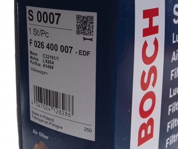1 289 р. Фильтр воздушный VW T5 (03-) (для пыльных условий) BOSCH BOSCH f026400007  с доставкой в г. Керчь. Увеличить фотографию 3