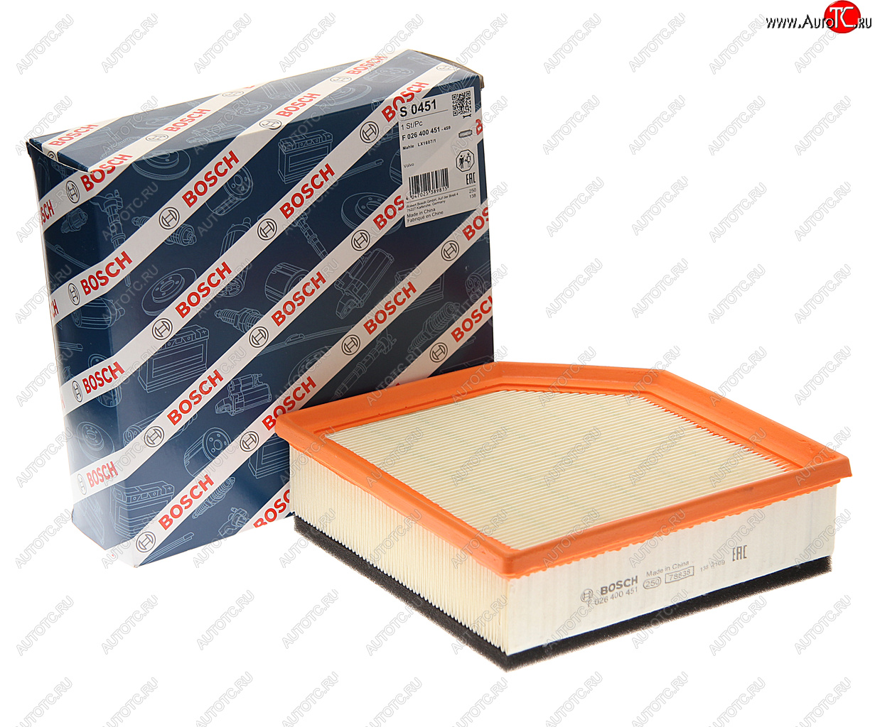 1 799 р. Фильтр воздушный VOLVO XC90 (06-10) (3.2) BOSCH BOSCH f026400451 BOSCH f026400451  с доставкой в г. Керчь