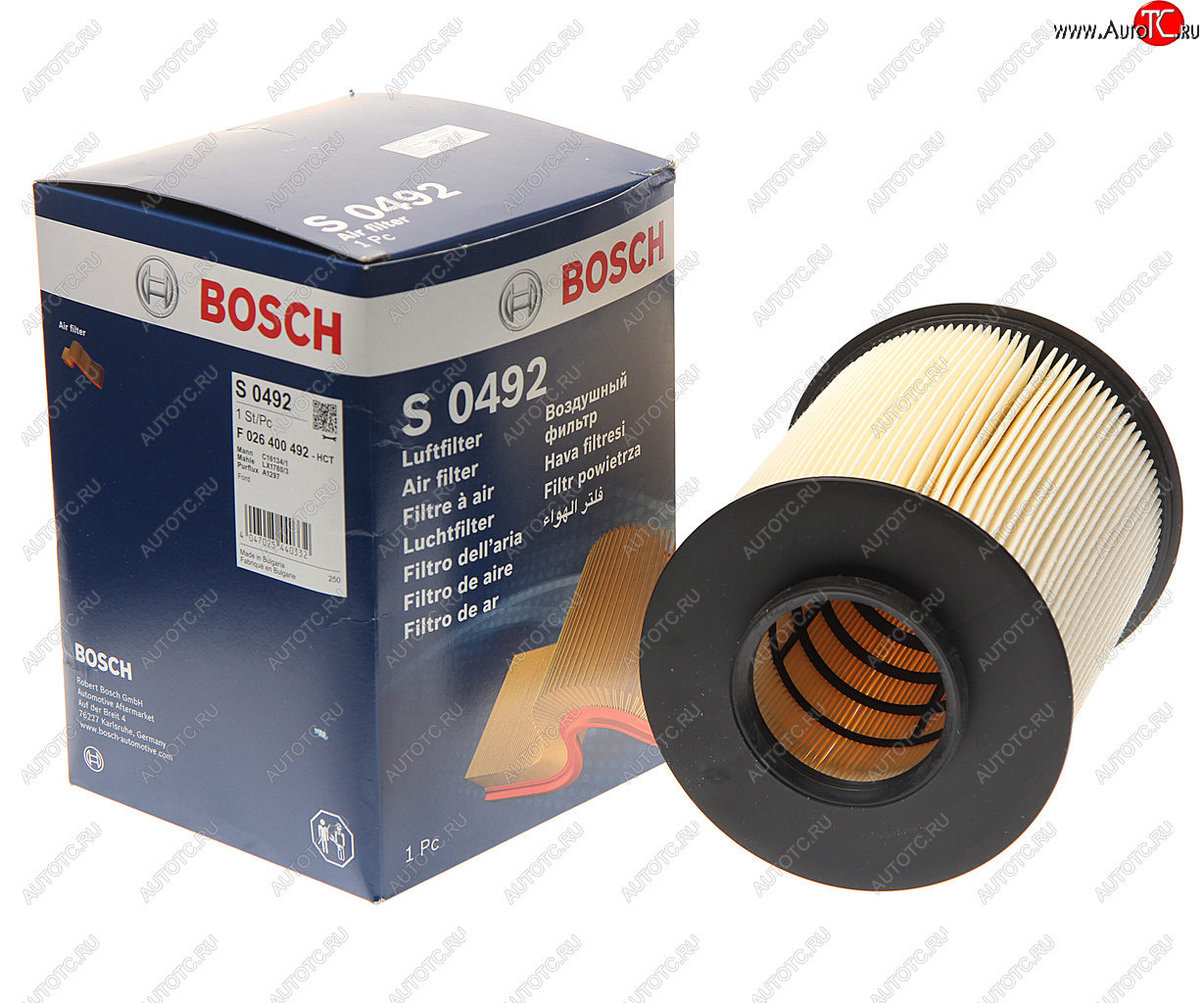 1 169 р. Фильтр воздушный FORD Focus 2,3,Kuga (08-) VOLVO S40 (07-) (круглый) BOSCH BOSCH f026400492  с доставкой в г. Керчь