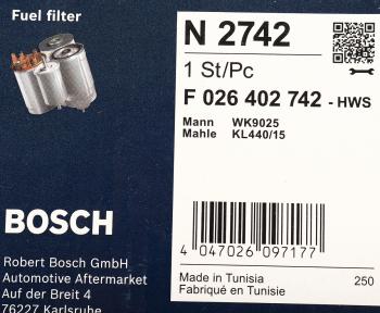 3 399 р. Фильтр топливный NISSAN Qashqai BOSCH BOSCH f026402742  с доставкой в г. Керчь. Увеличить фотографию 4