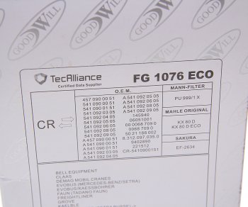 1 089 р. Фильтр топливный КАМАЗ-5490 MERCEDES Actros GOODWILL GOODWILL fg 1076 eco GOODWILL fg 1076 eco  с доставкой в г. Керчь. Увеличить фотографию 3
