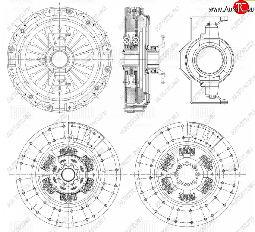 133 999 р. Сцепление VOLVO FH13 комплект (с выжимным подшипником,диск выжимной 1шт.) d=400 TRIALLI TRIALLI fr825 TRIALLI fr825  с доставкой в г. Керчь
