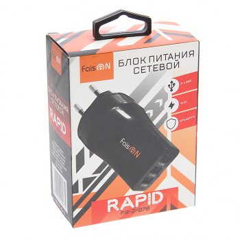 379 р. Устройство зарядное в розетку 3 USB 2.1A FAISON FAISON fs-z-1-978 black  с доставкой в г. Керчь. Увеличить фотографию 3