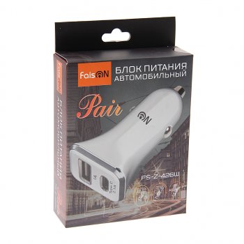 469 р. Устройство зарядное в прикуриватель 2USB 12V FAISON FAISON fs-z-426w white  с доставкой в г. Керчь. Увеличить фотографию 2
