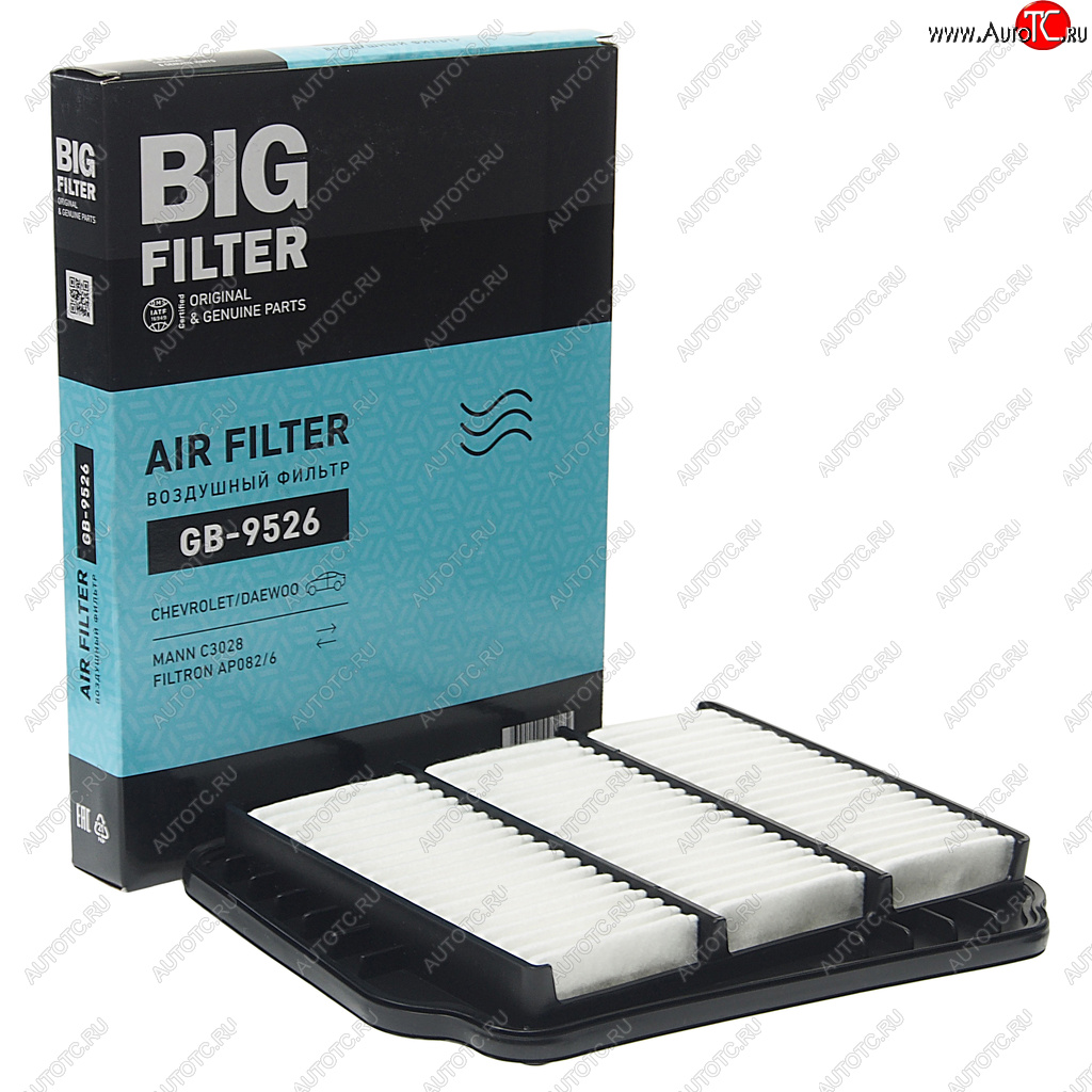 459 р. Фильтр воздушный DAEWOO Nubira CHEVROLET Lacetti BIG FILTER BIG FILTER gb-9526 BIG FILTER gb-9526  с доставкой в г. Керчь