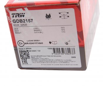 2 699 р. Колодки тормозные передние (4шт.) TRW Лада XRAY (2016-2022)  с доставкой в г. Керчь. Увеличить фотографию 4