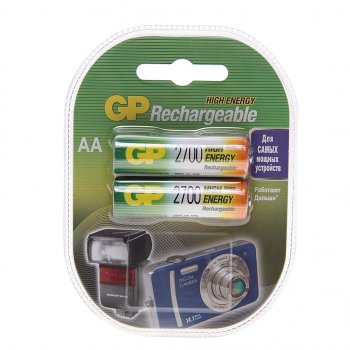 Батарейка AA HR6 1.2V аккумулятор Ni-MH 2700mAh блистер (2шт.) GP GP gp-270aahc